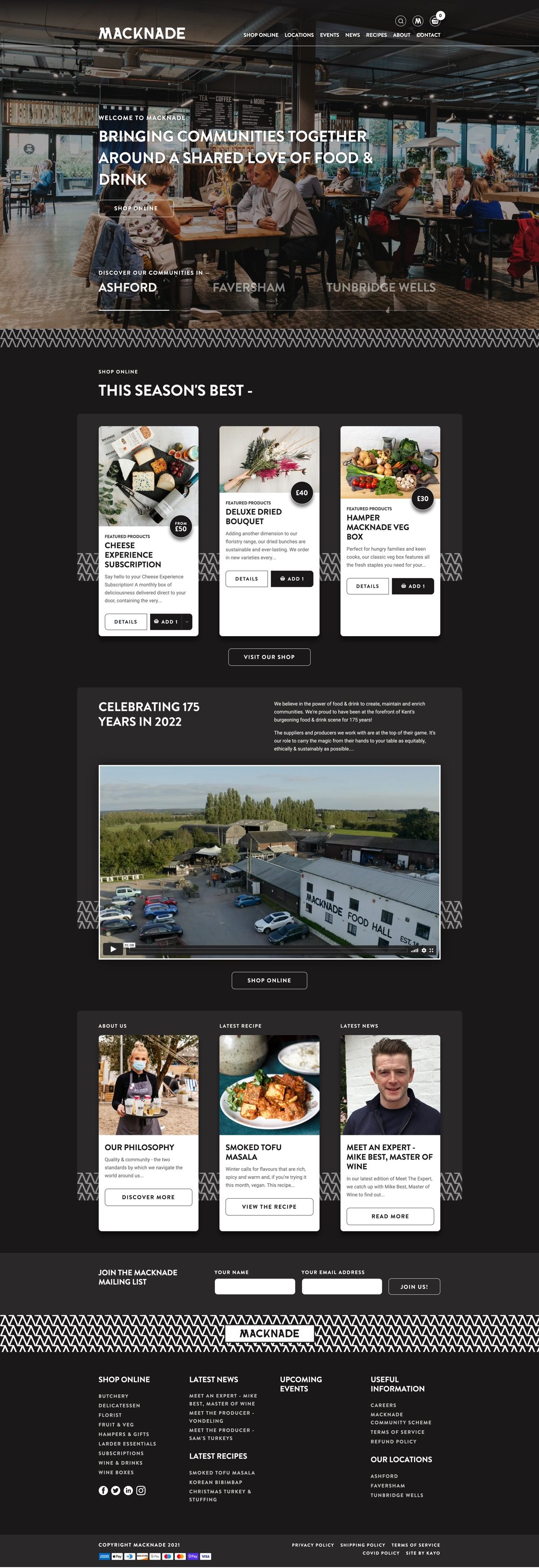 Food business eCommerce website on Shopify