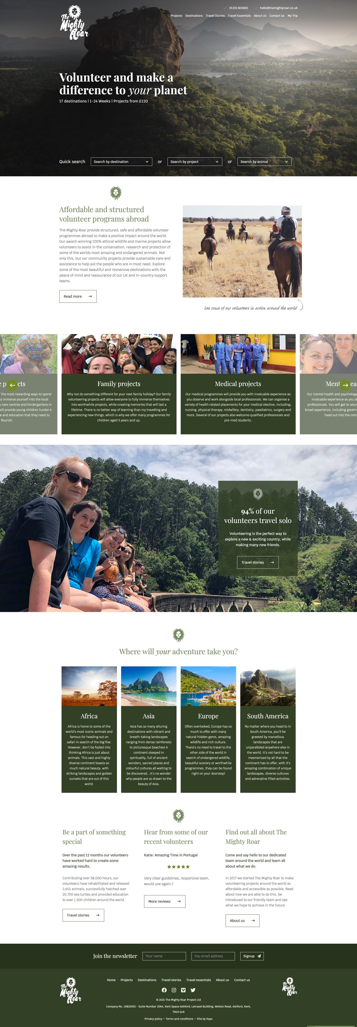 The Mighty Roar websie screenshot